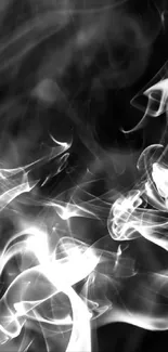 Abstract black smoke design on a minimalist background.