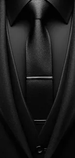 Elegant black suit and tie detail wallpaper