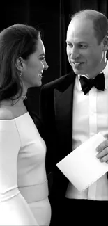 Black and white formal couple portrait.