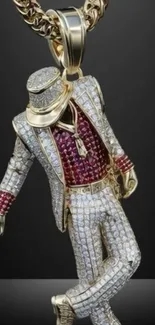 Diamond-studded pendant with gold accents