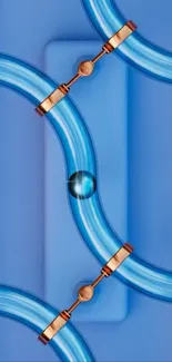 Abstract blue design with sleek metallic curves.