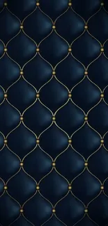 Luxurious blue and gold geometric wallpaper, perfect for mobile screens.