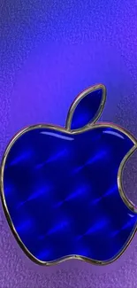 Blue Apple logo on purple textured background.