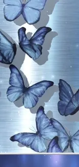 Elegant blue butterfly wallpaper with artistic design.