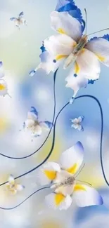 Elegant blue butterflies on a delicate background.