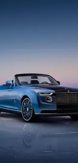 Elegant convertible luxury blue car wallpaper with a stunning design.