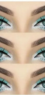 Dazzling blue eye makeup design for wallpaper.