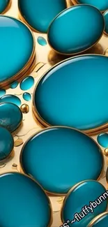 Luxurious blue gemstone and gold mobile wallpaper design.