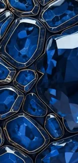 Elegant pattern of blue gemstones with metallic accents.