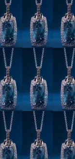 Stylish wallpaper featuring blue gemstone pendants.