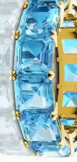 Blue gemstones with gold accents mobile wallpaper.