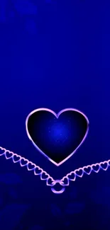 Elegant blue heart wallpaper with delicate pattern.