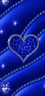 Blue heart wallpaper with sparkling design.