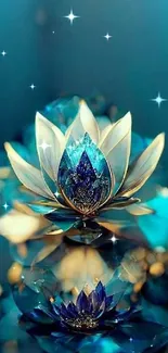 Elegant blue lotus art wallpaper for phones.