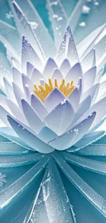 Elegant frosty blue lotus mobile wallpaper