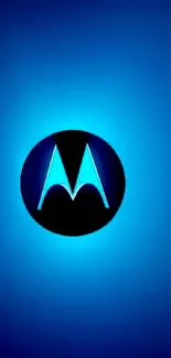 Sleek blue Motorola logo wallpaper for mobile.