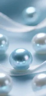 Elegant blue pearls on a smooth background.