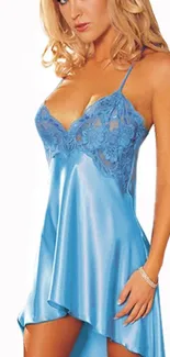 Elegant blue satin dress wallpaper for mobile.