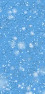 Elegant light blue snowflake wallpaper with frosty design.