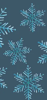 Blue snowflake pattern on slate background for mobile wallpaper.