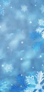 Elegant blue snowflake wallpaper with icy patterns.