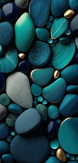 Elegant blue stones in a calming arrangement for a mobile wallpaper.