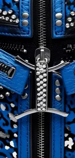 Stylish blue zipper design pattern wallpaper for mobile.