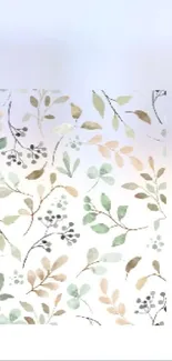 Wallpaper with pastel botanical leaves in elegant pattern.