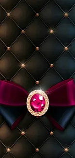 Luxurious burgundy bow and diamond wallpaper.