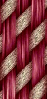 Intricate braided pattern with rich red and beige hues for mobile wallpaper.