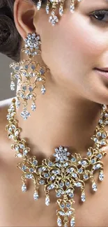 Elegant woman with exquisite bridal jewelry.