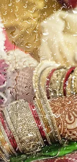 Close-up of bridal hands with mehndi and bangles, showcasing cultural elegance.