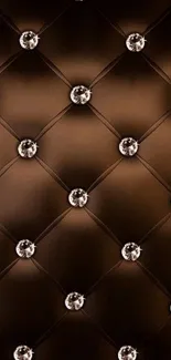 Elegant brown leather with diamond accents for mobile wallpaper.