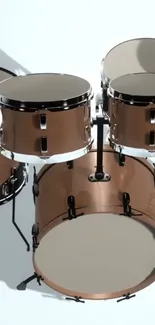 Elegant drum set in light brown with black accents.