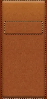 Brown leather texture wallpaper with detailed stitching.