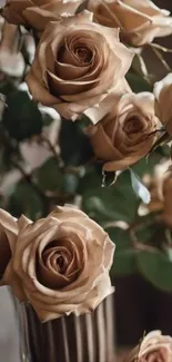 Elegant brown roses in a vase photo.