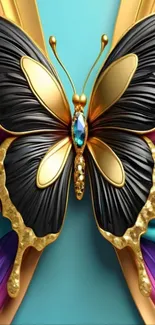 Elegant butterfly in colorful detailed artwork for mobile wallpaper.