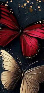 Mobile wallpaper featuring two elegant butterflies with rich colors.