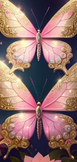 Elegant butterflies with lotus flowers in fantasy art design.