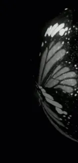 Monochrome butterfly design on a dark background for mobile wallpaper.