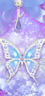 Elegant butterfly and jewel design with lavender hues.