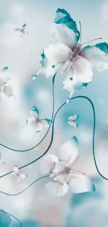 Elegant butterfly wallpaper with soft blue tones.