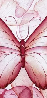 Elegant pink butterfly mobile wallpaper with artistic design.