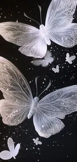 Elegant butterflies at night with sparkles.