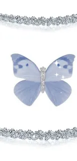 Elegant blue butterfly with sparkling accents on a light background.