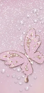 Pink butterfly with gems mobile wallpaper.