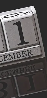 Stylish black and white December 31 calendar wallpaper.