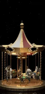 Elegant gold carousel on a dark background wallpaper.