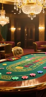 Luxurious casino table with decor.