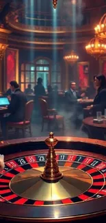 Luxurious casino wallpaper with roulette.